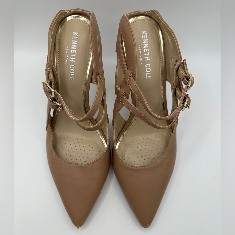 Kenneth Cole Tan Pointed-Toe Strappy Pump